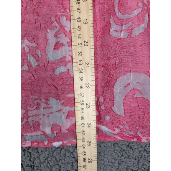 Chicos Top Pink Floral Button Drawstring Collared Long Sleeve Linen Blend Sz M - Picture 10 of 11